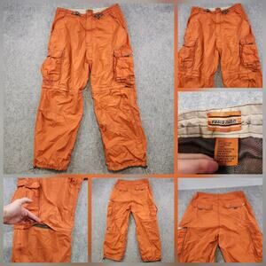 VTG Y2K Trans Nine Cargo Pants Mens Large Orange Convertible Zip Off Paratrooper